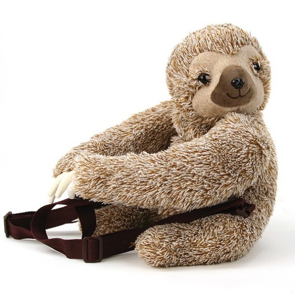RESTOCK Happy Kids Sloth Plush FairyTale 3-Toe Ombre Brown Backpack Bag - Picture 2 of 8